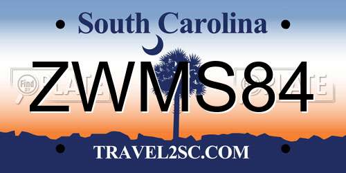 ZWMS84 South Carolina License Plate