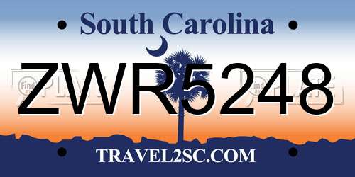 ZWR5248 South Carolina License Plate