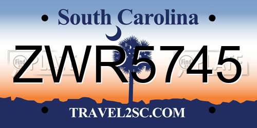 ZWR5745 South Carolina License Plate