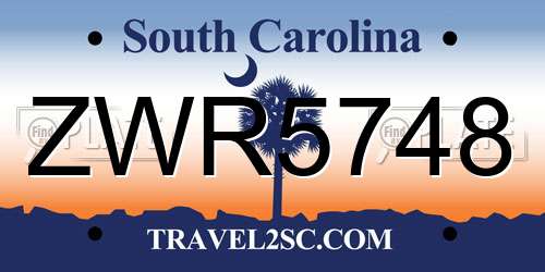 ZWR5748 South Carolina License Plate
