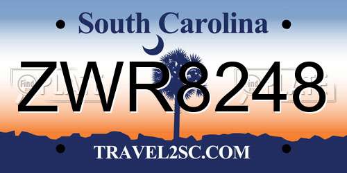 ZWR8248 South Carolina License Plate