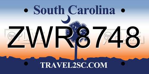 ZWR8748 South Carolina License Plate