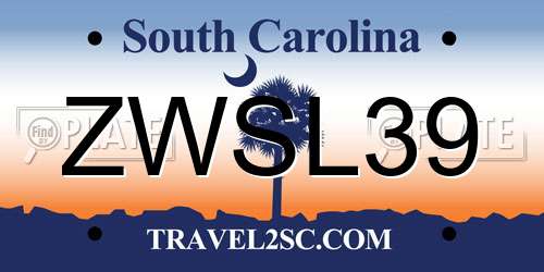 ZWSL39 South Carolina License Plate