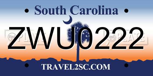 ZWU0222 South Carolina License Plate