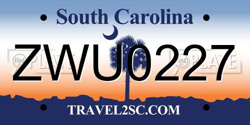 ZWU0227 South Carolina License Plate
