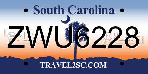 ZWU6228 South Carolina License Plate