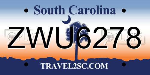 ZWU6278 South Carolina License Plate