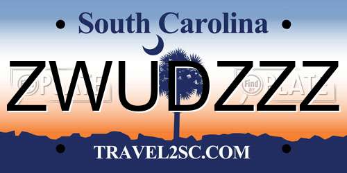 ZWUDZZZ South Carolina License Plate