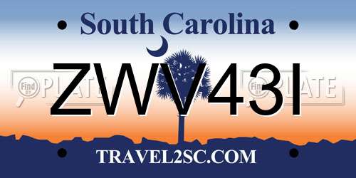 ZWV43I South Carolina License Plate