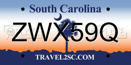 ZWX59Q South Carolina License Plate