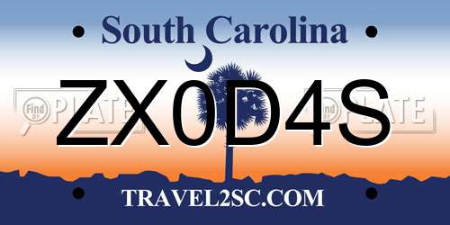 ZX0D4S South Carolina License Plate