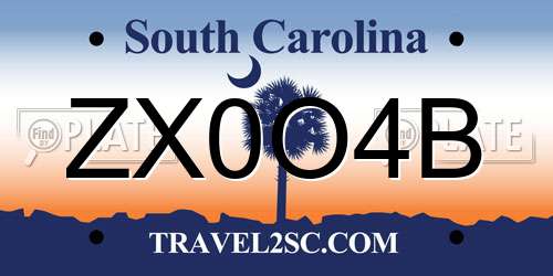 ZX0O4B South Carolina License Plate