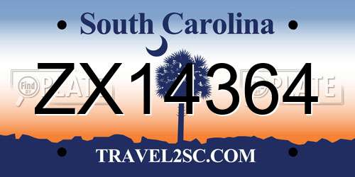 ZX14364 South Carolina License Plate