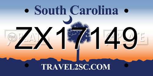 ZX17149 South Carolina License Plate