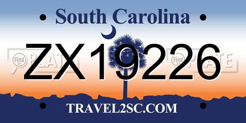 ZX19226 South Carolina License Plate