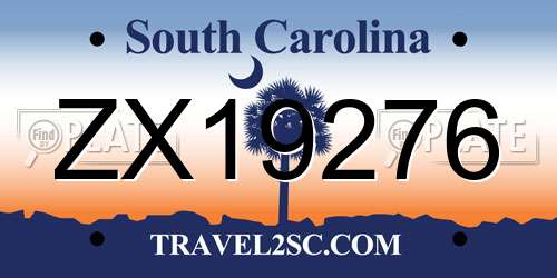 ZX19276 South Carolina License Plate