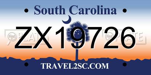 ZX19726 South Carolina License Plate