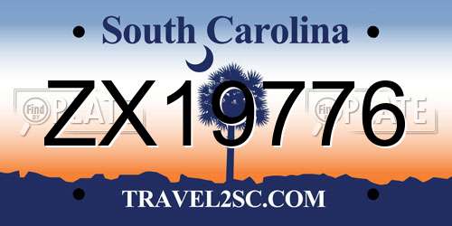 ZX19776 South Carolina License Plate