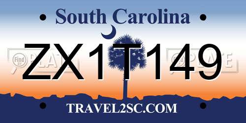 ZX1T149 South Carolina License Plate