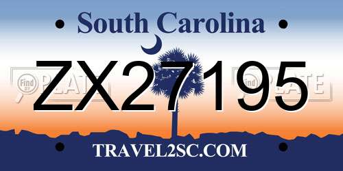 ZX27195 South Carolina License Plate