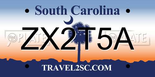 ZX2T5A South Carolina License Plate