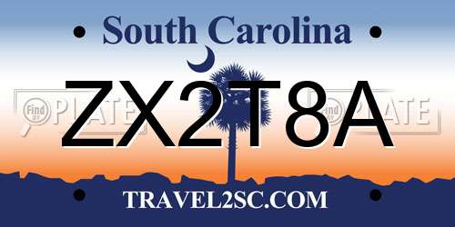 ZX2T8A South Carolina License Plate