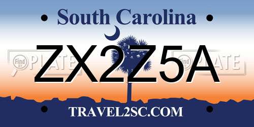 ZX2Z5A South Carolina License Plate
