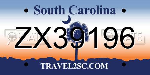 ZX39196 South Carolina License Plate