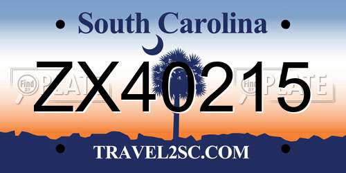 ZX40215 South Carolina License Plate
