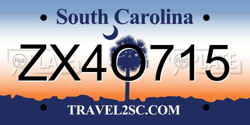 ZX4O715 South Carolina License Plate