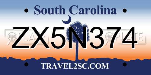 ZX5N374 South Carolina License Plate