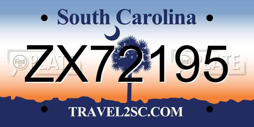 ZX72195 South Carolina License Plate