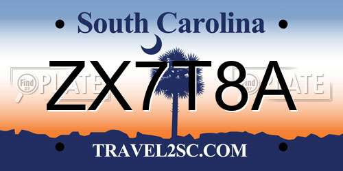 ZX7T8A South Carolina License Plate