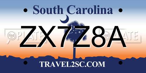 ZX7Z8A South Carolina License Plate