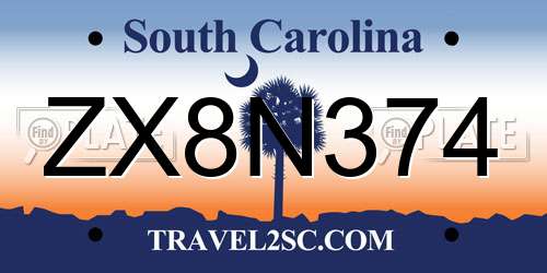 ZX8N374 South Carolina License Plate