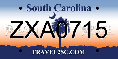 ZXA0715 South Carolina License Plate