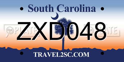 ZXD048 South Carolina License Plate
