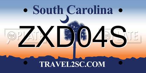 ZXD04S South Carolina License Plate