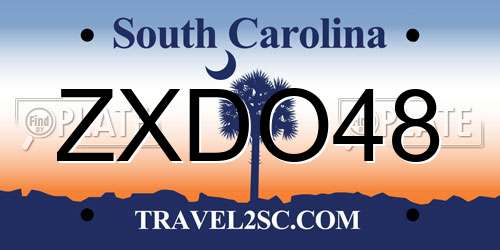 ZXDO48 South Carolina License Plate