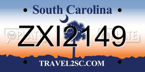 ZXI2149 South Carolina License Plate