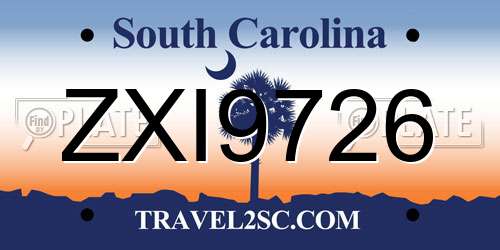 ZXI9726 South Carolina License Plate