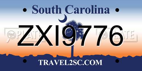 ZXI9776 South Carolina License Plate