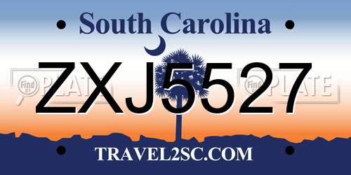 ZXJ5527 South Carolina License Plate
