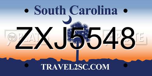ZXJ5548 South Carolina License Plate