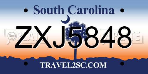 ZXJ5848 South Carolina License Plate
