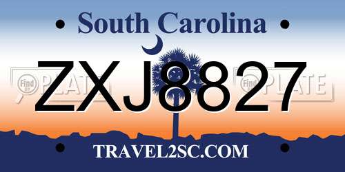 ZXJ8827 South Carolina License Plate