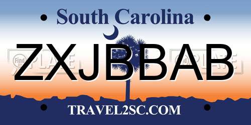 ZXJBBAB South Carolina License Plate