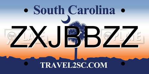 ZXJBBZZ South Carolina License Plate