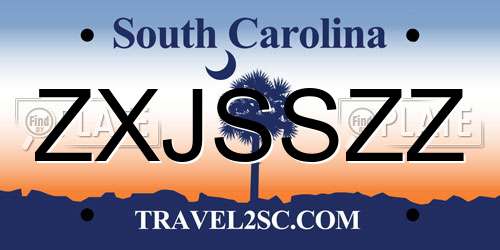 ZXJSSZZ South Carolina License Plate