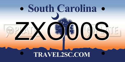 ZXO00S South Carolina License Plate